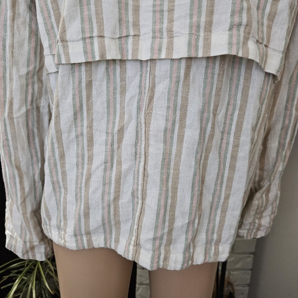 Velvet Heart linen button down shirt Medium cream vertical stripes long sleeves - Picture 10 of 14